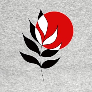 Modern, Minimalist Leaf and Red Circle T-Shirt